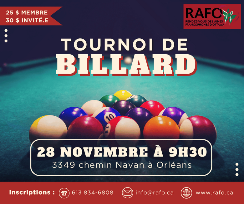 Tournoi de billard - 26 septembre